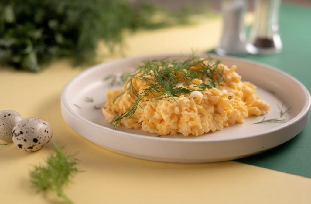 Soft scrambled eggs are safe and nutritious soft food options for the first day of recovery.